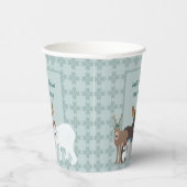 冬の帽子の北極動物クリスマスパーティー 紙コップ (右)