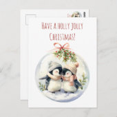 冬の帽子の可愛いペンギン共有居心地の良い瞬間 ポストカード (正面/裏面)