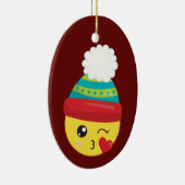 冬の帽子のEmojiのクリスマスのオーナメント セラミックオーナメント (右)