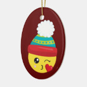 冬の帽子のEmojiのクリスマスのオーナメント セラミックオーナメント (左)