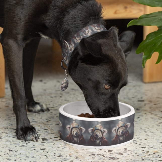 冬の帽子をかぶったかわいいコアラ カスタムネーム ボウル (クリエイターアップロード済み)