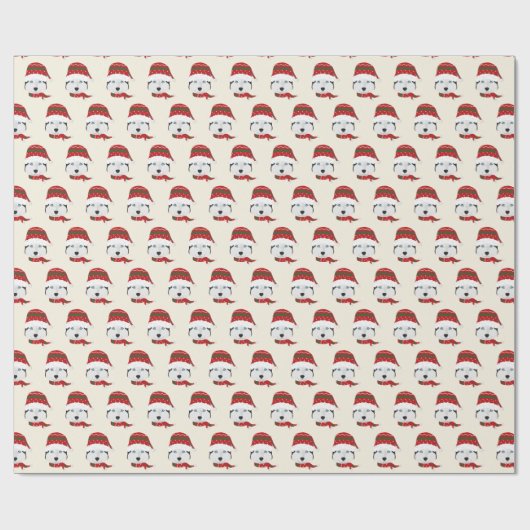 冬の帽子をかぶったかわいいハスキー – かわいいクリスマス ラッピングペーパー (フラット)