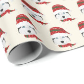 冬の帽子をかぶったかわいいハスキー – かわいいクリスマス ラッピングペーパー (ロールコーナー)