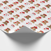冬の帽子をかぶったクリスマステディベア ラッピングペーパー (角)