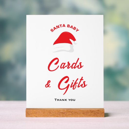 冬の帽子サンタベイビーシャワーカーズ＆ギフトサイン アクリルサイン (ニュートラル)