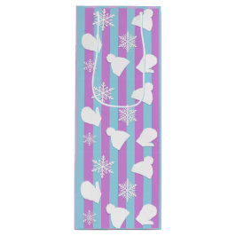 冬の帽子、クリスマスのミトン、白い雪 ワインギフトバッグ