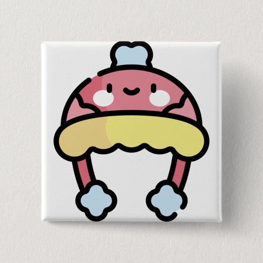 冬の帽子 缶バッジ (正面)