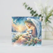 冬の平和に子羊とクリスマスエンジェル カード (スタンド正面)