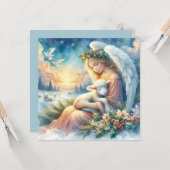 冬の平和に子羊とクリスマスエンジェル カード (正面/裏面インサイチュ)