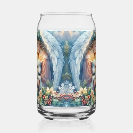 冬の平和に子羊とクリスマスエンジェル ガラス缶 (左)