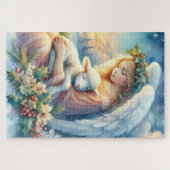 冬の平和に子羊とクリスマスエンジェル ジグソーパズル (横)