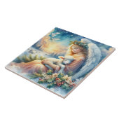 冬の平和に子羊とクリスマスエンジェル タイル (側面)