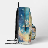 冬の平和に子羊とクリスマスエンジェル プリントバックパック (左)