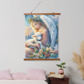 冬の平和に子羊とクリスマスエンジェル 吊り下げ型タペストリー (寝室)