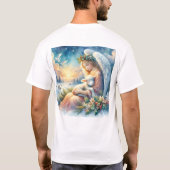 冬の平和に子羊とクリスマスエンジェル Tシャツ (裏面)