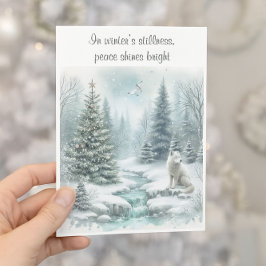 冬の平和に白いキツネオンアース・ホリデー・カード シーズンカード