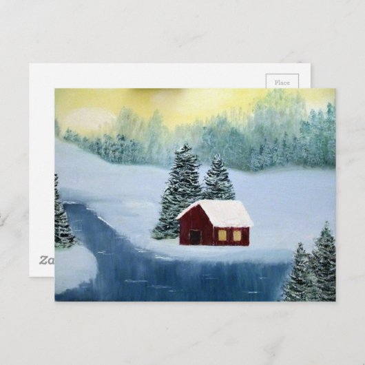 冬の平和凍ってい氷雪川の木の風景 ポストカード (正面/裏面)