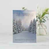 冬の平穏な雪の松の木のホリデーグリーティング シーズンカード (スタンド正面)