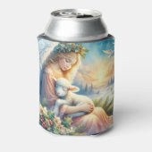 冬の平穏に羊と共にいるクリスマスの天使 缶クーラー (缶裏面)