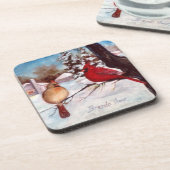 冬の平静の（鳥）ショウジョウコウカンチョウのコースター コースター (左側)