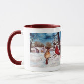 冬の平静の(鳥)ショウジョウコウカンチョウのマグ マグカップ (左)