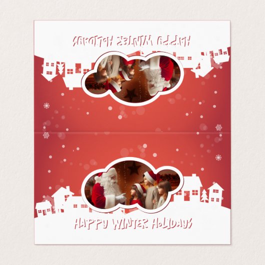 冬の幸せな休暇 名刺 (外部フラット)