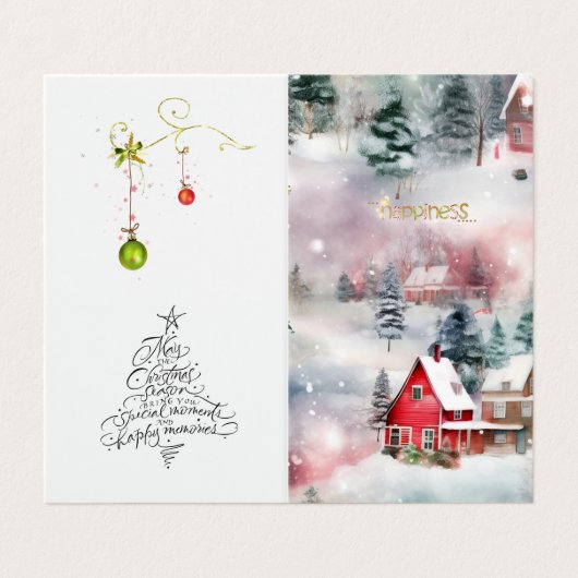 冬の幸せの休日の願いありがとう 名刺 (外部フラット)