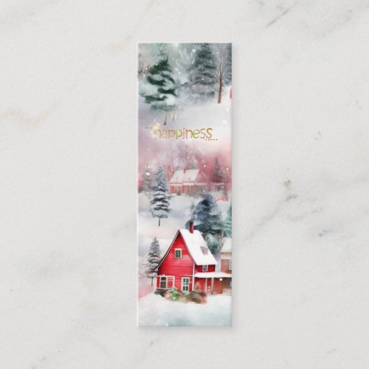 冬の幸せの休日の願い スキニー名刺 (正面)