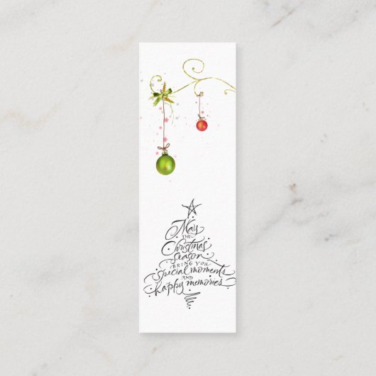 冬の幸せの休日の願い スキニー名刺 (裏面)