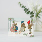 冬の幸せヴィンテージ ポストカード (スタンド正面)