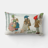 冬の幸せヴィンテージ ランバークッション (裏面)