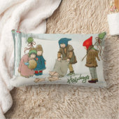 冬の幸せヴィンテージ ランバークッション (ブランケット)