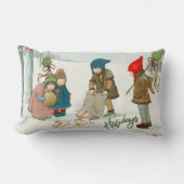 冬の幸せヴィンテージ ランバークッション (正面)