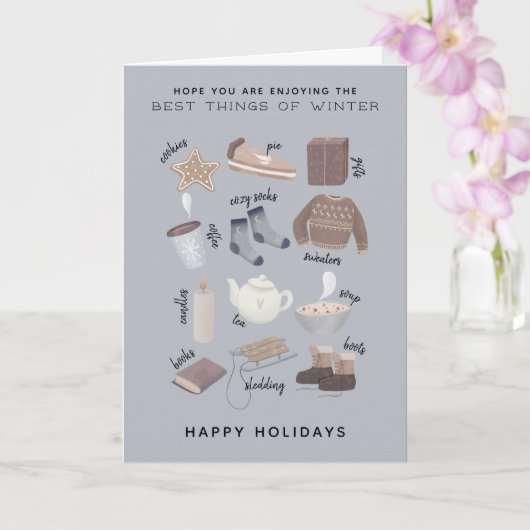 冬の幸最高のせな休日 カード (蘭)