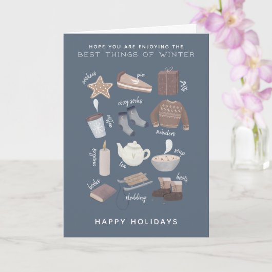 冬の幸最高のせな休日 カード (蘭)