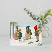 冬の幸福 ヴィンテージ 箔シーズンポストカード (立ち正面)