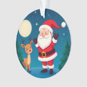 冬の幻想的なシーンでサンタ オーナメント (正面)