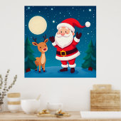 冬の幻想的なシーンでサンタ ポスター (キッチン)