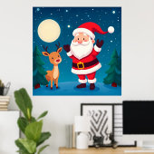冬の幻想的なシーンでサンタ ポスター (ホームオフィス)