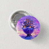 冬の幻想雪に覆われた樹々の村の風景 缶バッジ (正面&裏面)