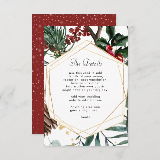 冬の幾何学的結婚詳細情報 エンクロージャーカード (正面/裏面)