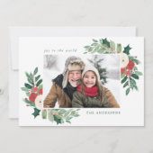 冬の庭の赤いフローラと緑の写真 シーズンカード (正面)