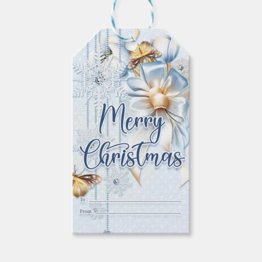 冬の弓と蝶メリークリスマス ギフトタグ (正面)