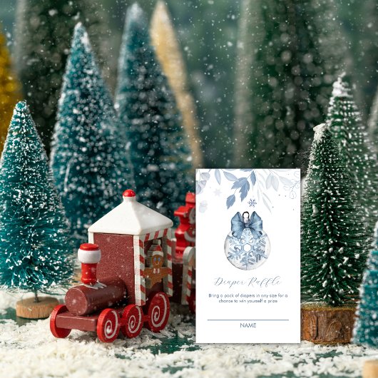 冬の弓の雪の花のオムツくじ ベビーシャワー エンクロージャーカード