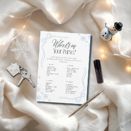 冬の弓ブルーあなたの財布の中に何が?ゲーム 招待状