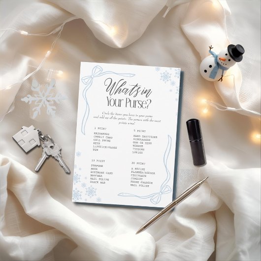 冬の弓ブルーあなたの財布の中に何が?ゲーム 招待状