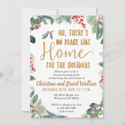 冬の引っ越し祝いパーティーパーティの招待状 招待状 (正面)