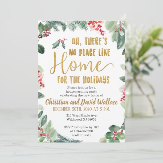 冬の引っ越し祝いパーティーパーティの招待状 招待状 (スタンド正面)