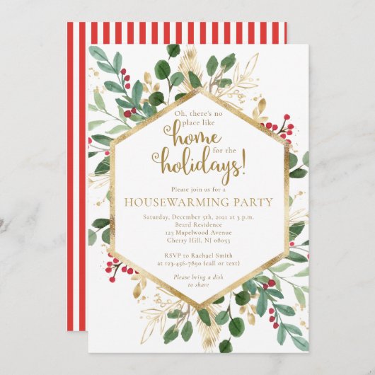 冬の引っ越し祝いパーティーパーティの招待状 招待状 (正面/裏面)