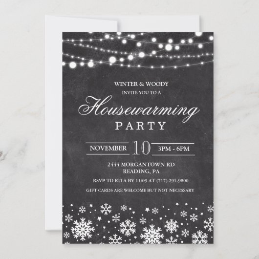 冬の引っ越し祝いパーティーパーティの招待状 招待状 (正面)
